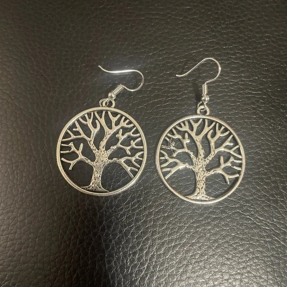 Silver Tree of Life Earrings - Picture 2 of 3